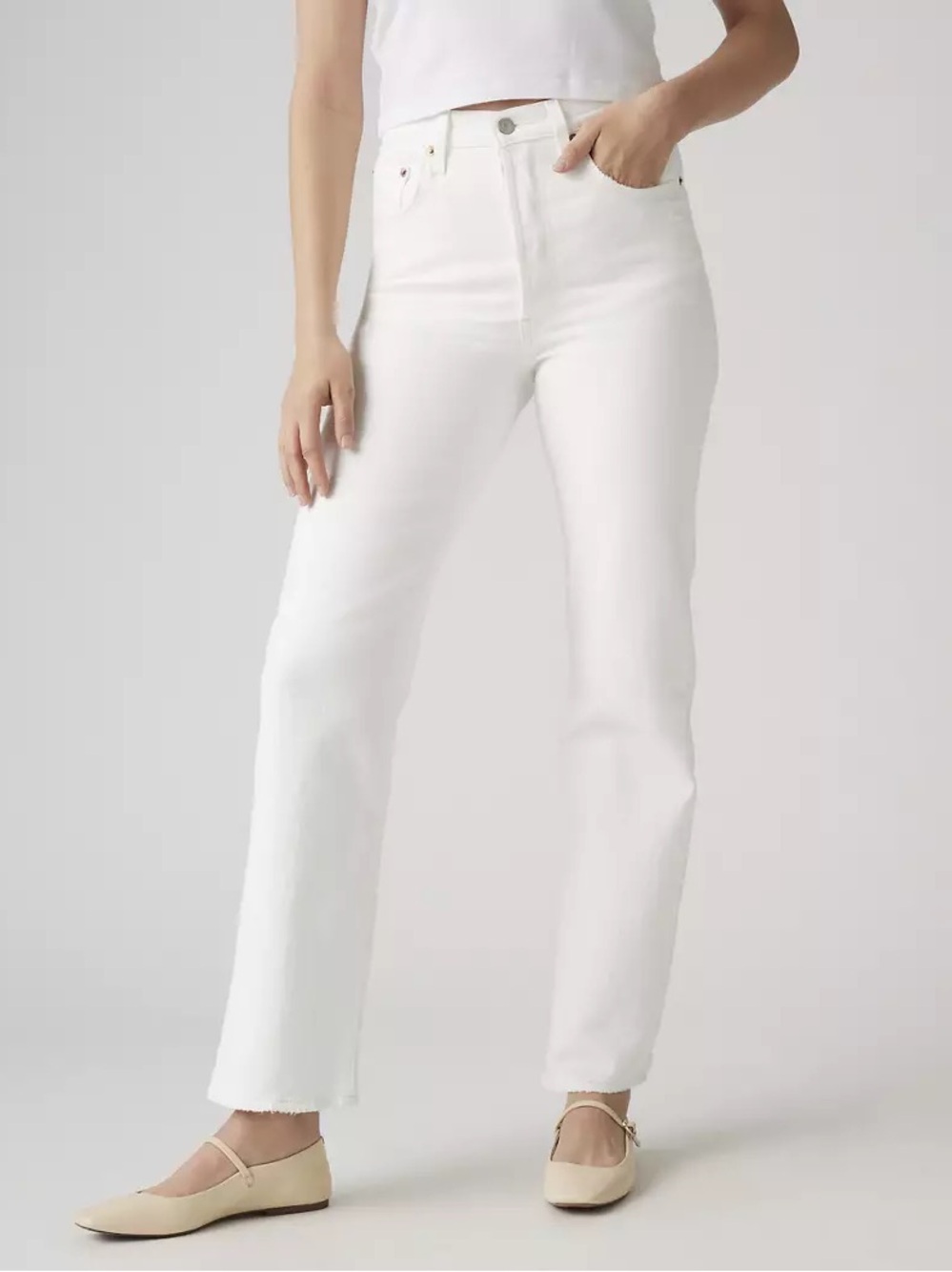 Levi's White Ribcage Jeans